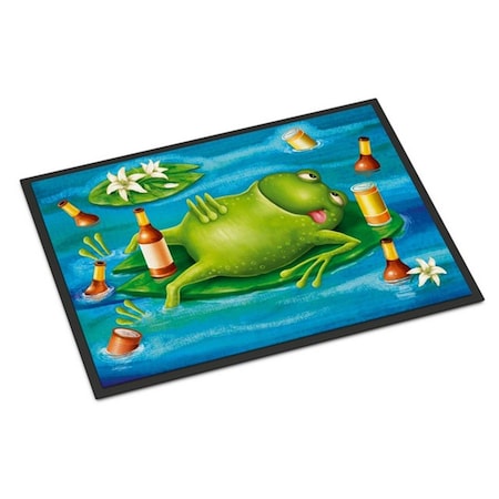 Jensendistributionservices Frog Drinking Beer Indoor or Outdoor Mat, 24 x 36 in. MI2557892